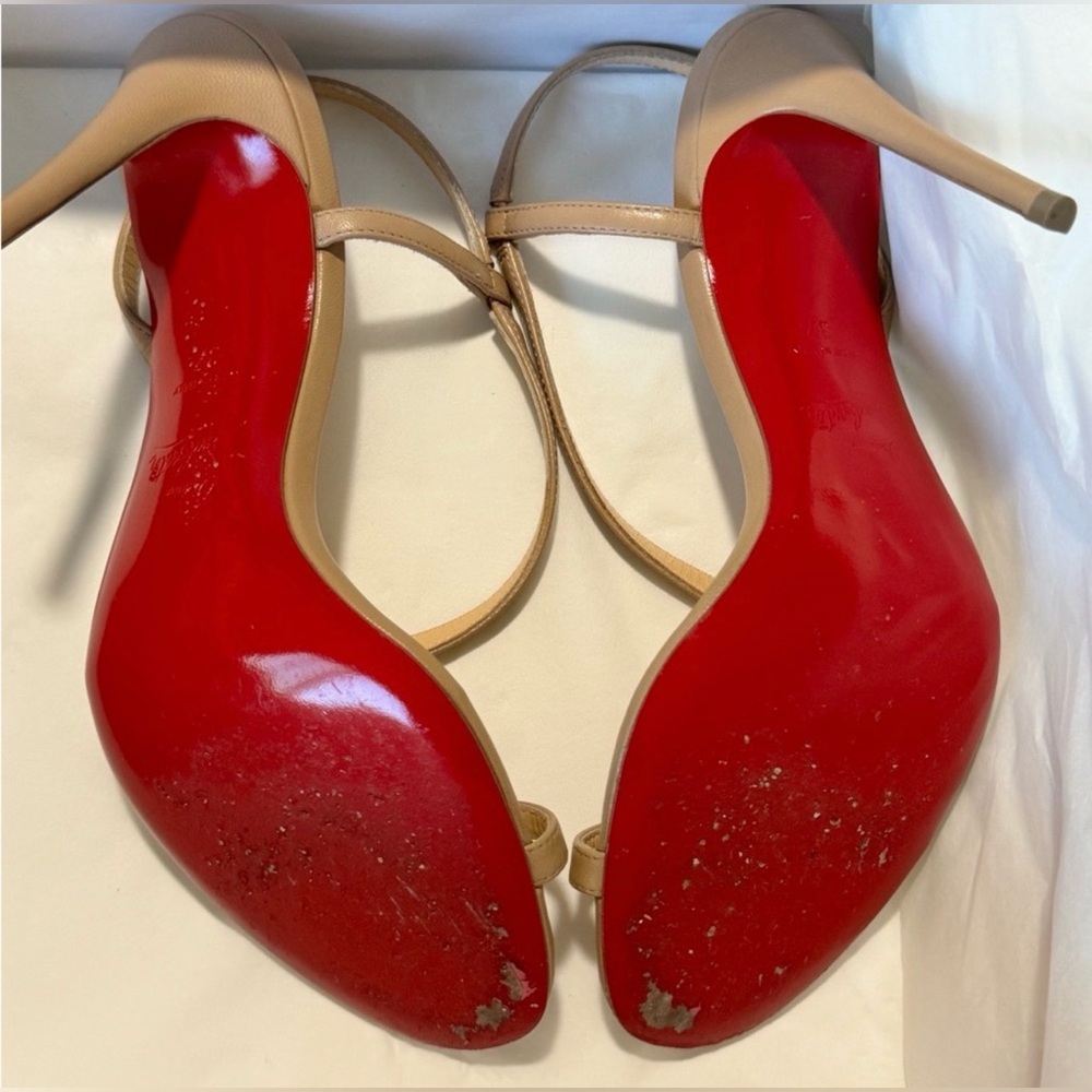 Christian Louboutin Rosalie 100 PVC Trimmed Leather Sandals - Picture 4 of 6